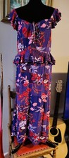NWT Women's XL Blue Floral Pattern Long Midi Dress Sofia Jeans MSRP $36