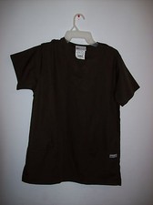 WOMENS UA SCRUBS BRAND SMALL SIZED SOLID BROWN SCRUBS TOP GUC