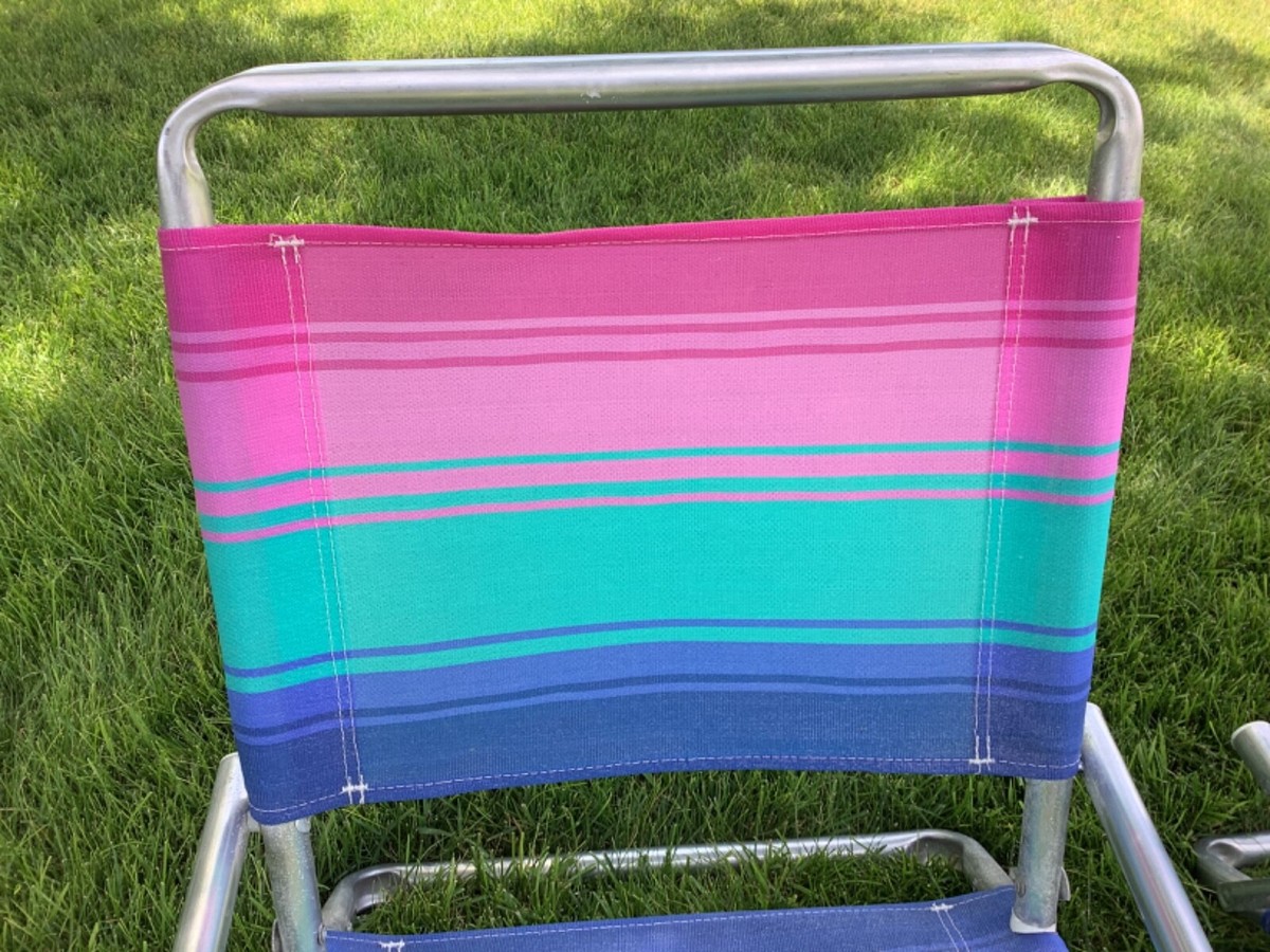 2 vtg Aluminum Low Profile RAINBOW Folding Lawn Chairs ~ USA | eBay