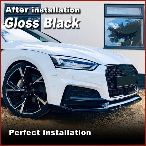 Se adapta a Audi A5 B9 S5 S-Line 2017-2019 negro brillante labio delantero espada alerón - Imagen 3 de 10