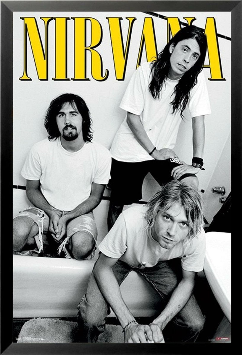 FRAMED Nirvana - Trio - Group Shot 34x22.25 Music Art Print Poster