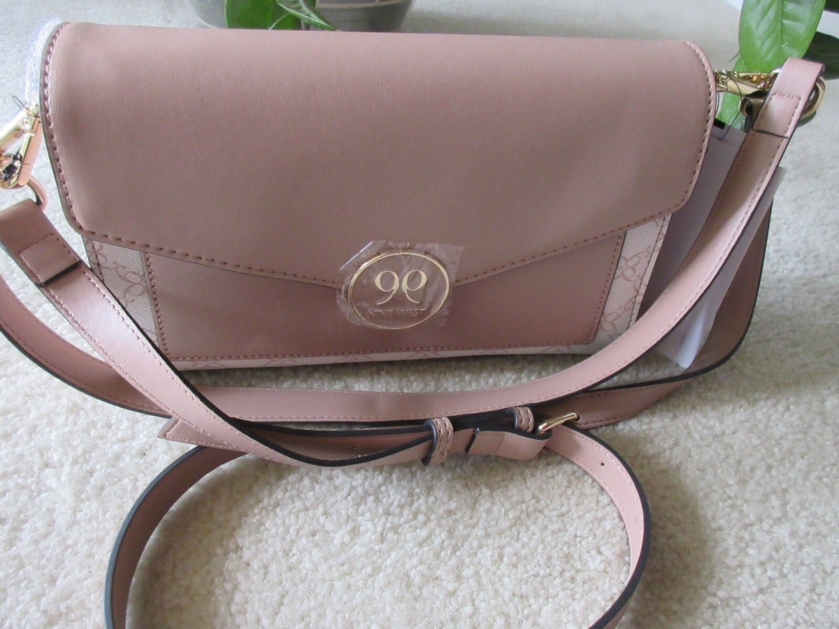 Nine West Natala Magnetic Closure Crossbody Bag Powder Logo New