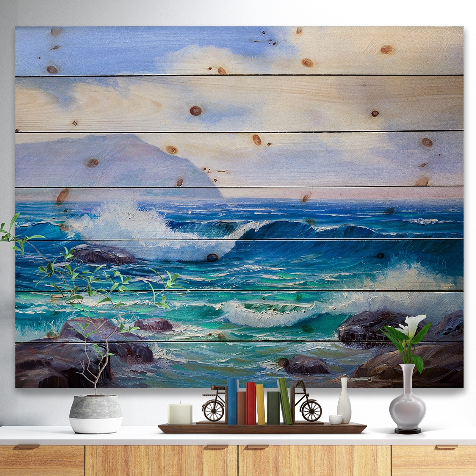 Designart 'View Of The Mountain' Nautical & Coastal Wood Wall Art - Natural