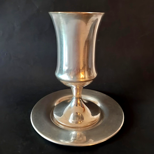 Vintage Shabbat Kiddush Silver Plated/Richard SD 999 Marked Cup Saucer Nice 145g - Picture 3 of 22