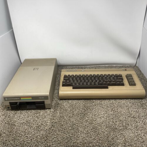 Commodore 64 Computer And 1541 Floppy Disk Drive Powers On/For Parts Or Repair