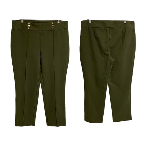 Anne Klein Olive Green Stretch Leggings 