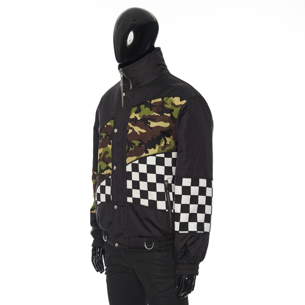 CELINE 2250$ Patchwork Shell Bomber Jacket - Black Technical