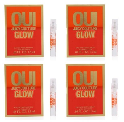 4 Vials OUI GLOW by Juicy Couture for Women 0.05 oz 1.5 ml EDP Spray NEW ON CARD