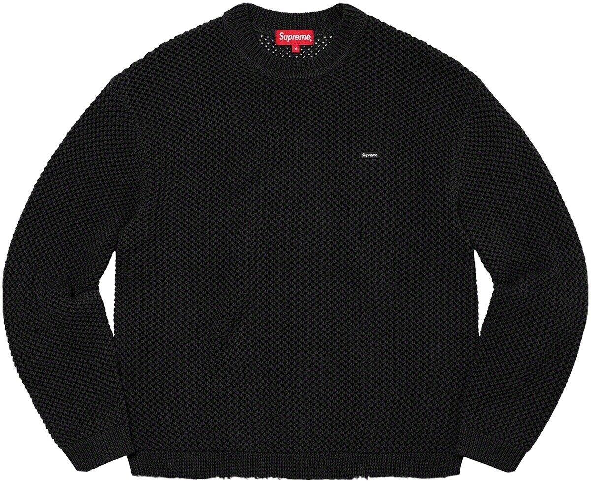 supreme open knit small box sweater navy