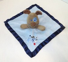 Small Wonders Puppy Baby Security Blanket Brown Blue Dog Lovey Rattle Toy P35
