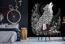 3D Gray Wolf Pattern B5491 Wallpaper Wall Mural Removable Self-adhesive Amy 24