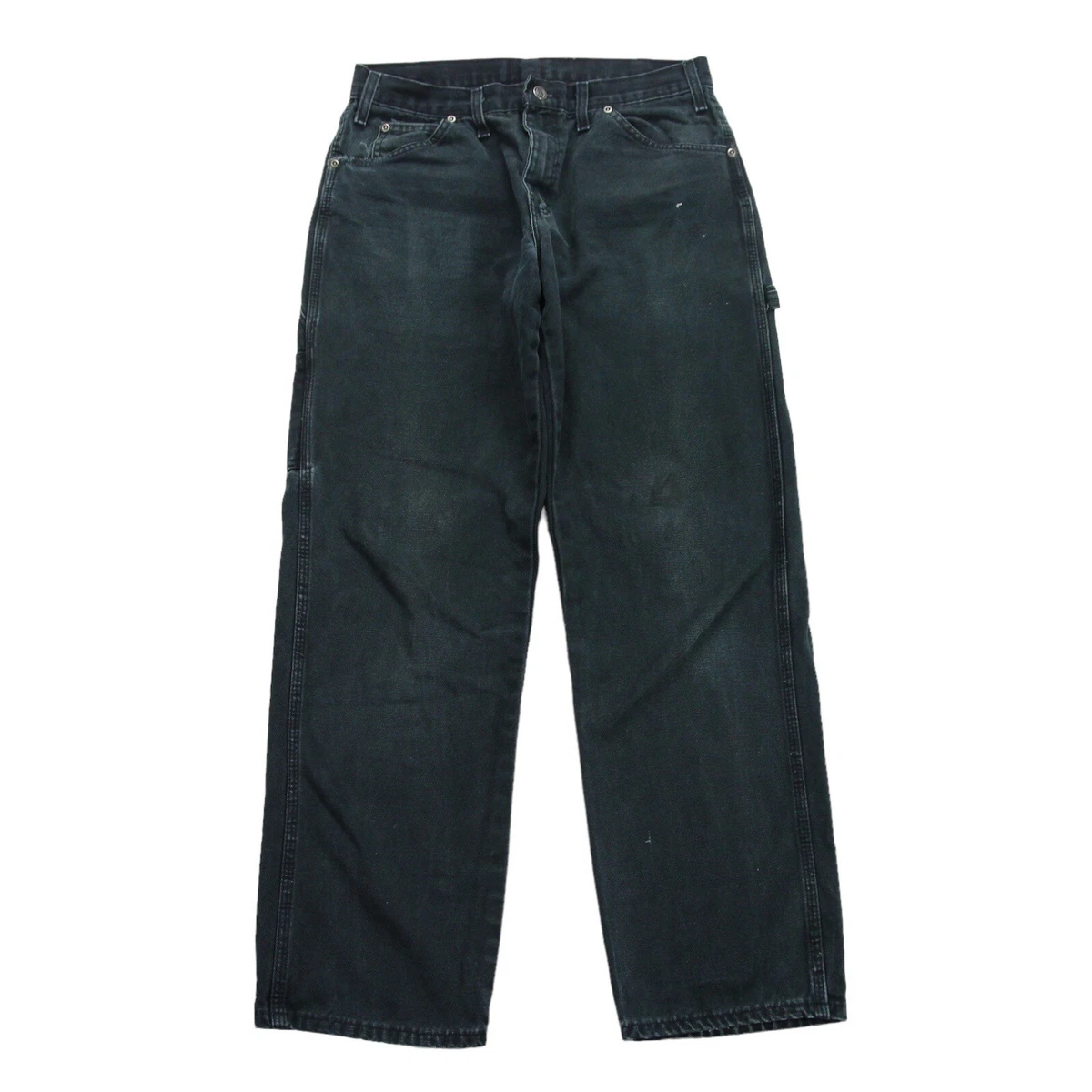 Dickies Carpenter Jeans Mens Waist 32 Leg 31 Black Green Tint Denim Cargo Pants
