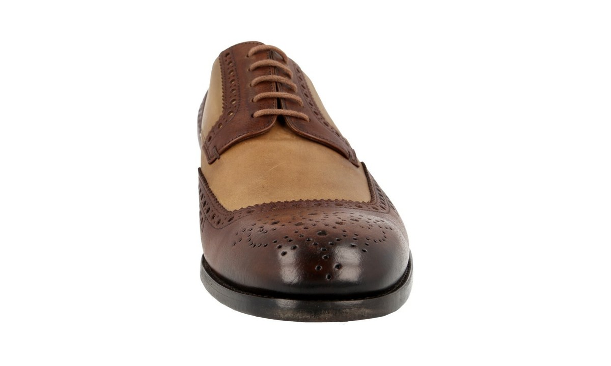 AUTH PRADA DERBY FULL BROGUE SHOES 2EF020 BROWN LEATHER US  display picture 2