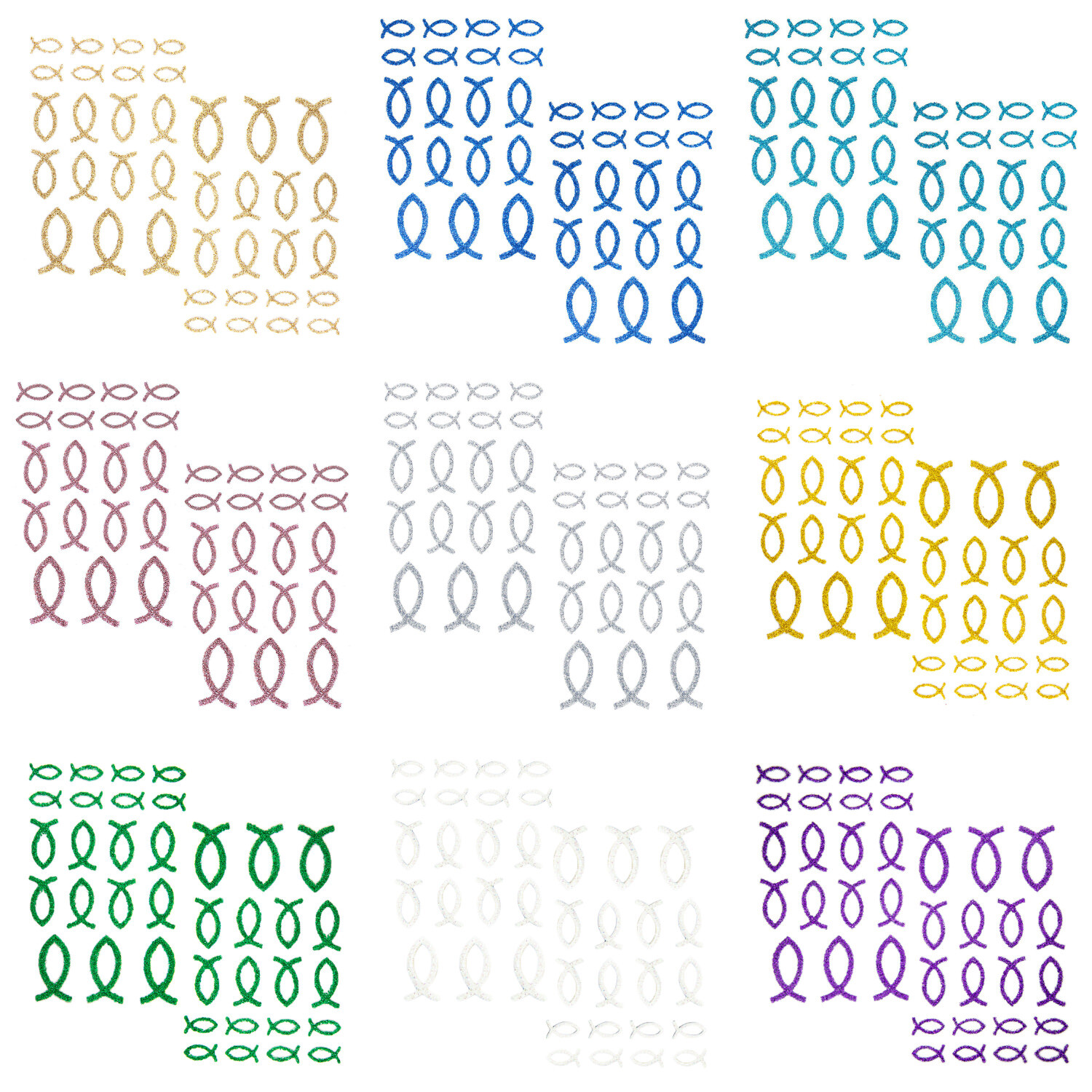 Fisch Sticker Glitzer Effekt - Farbe wählbar - Kommunion Taufe Deko Tischdeko