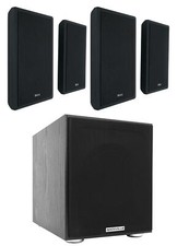 4 Rockville RockSlim Black Home Theater 5.25" 240w Wall Mount Slim Speakers Sub