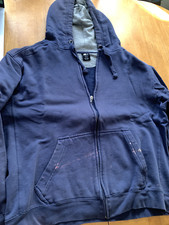 VTG Sun Faded Hoodie Sweatshirt Large Blue Y2K Full Zip Thrashed Worn Distressed