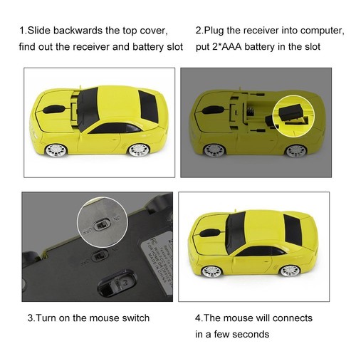 HOT Cordless USB 2.4Ghz Wireless car mouse Laptop PC Game Mice LED Gift 1600DPI - Picture 28 of 29