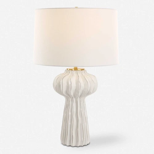 Porcelain Wrenley Table Lamp  Off-White Brass Finish Details ~ Uttermost 30258 - Picture 4 of 8