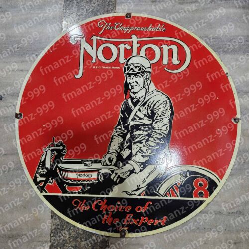 NORTON PORCELAIN ENAMEL SIGN 30 INCHES ROUND - Picture 1 of 4