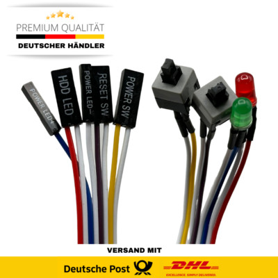 AURUM  Taster Power ON OFF Switch Reset Kabel mit LED Schalter ATX Mainboard PC
