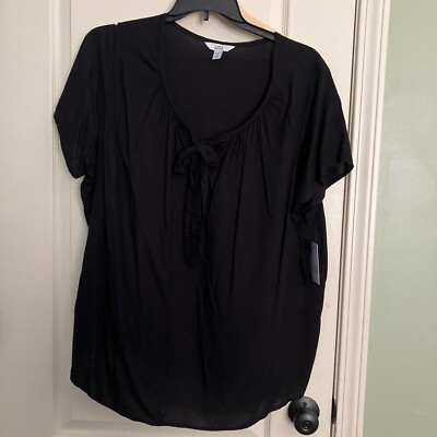 Croft & Barrow Black Womens Blouse Size 1X