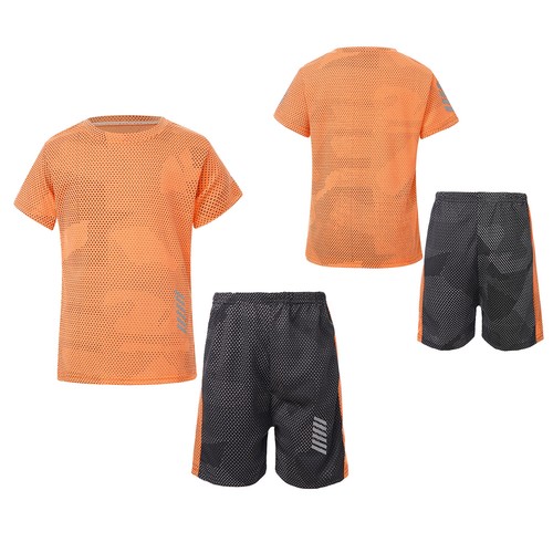 Kids Boys Shorts Exercise Activewear Team Tracksuit Pullover T-Shirt Summer Gym - Picture 28 of 54