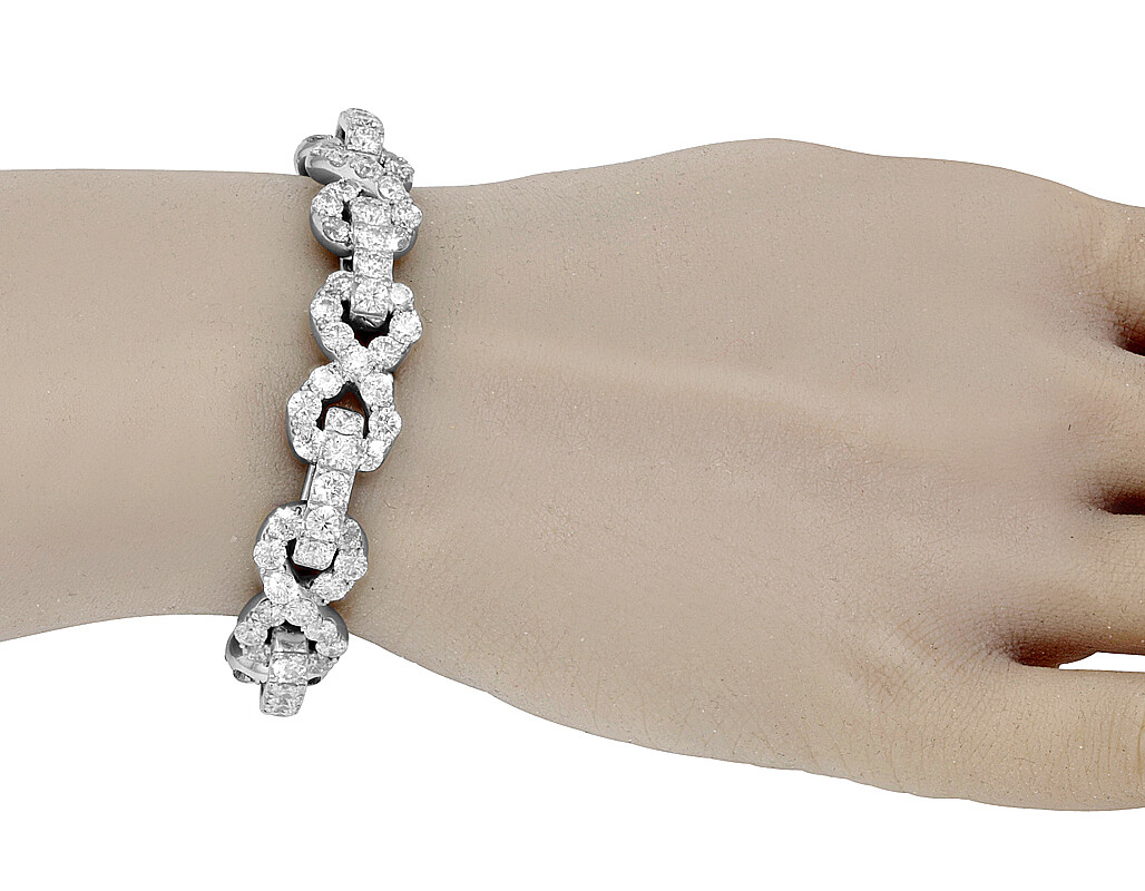 Infinity Linear Links 25 Pointer 32 4/5 CT Real Diamond Bracelet White Gold  ... image 5