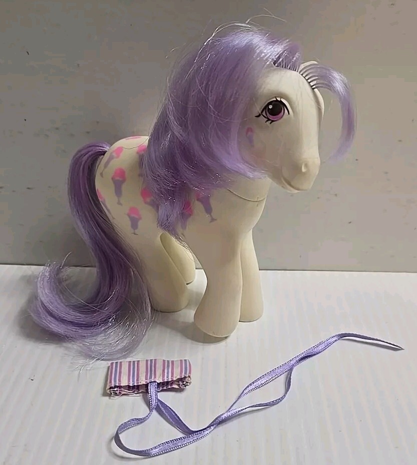 Vintage 1987 G1 My Little Pony Terra Playset Ponies "SCOOPS"?con cappello Hong Kong