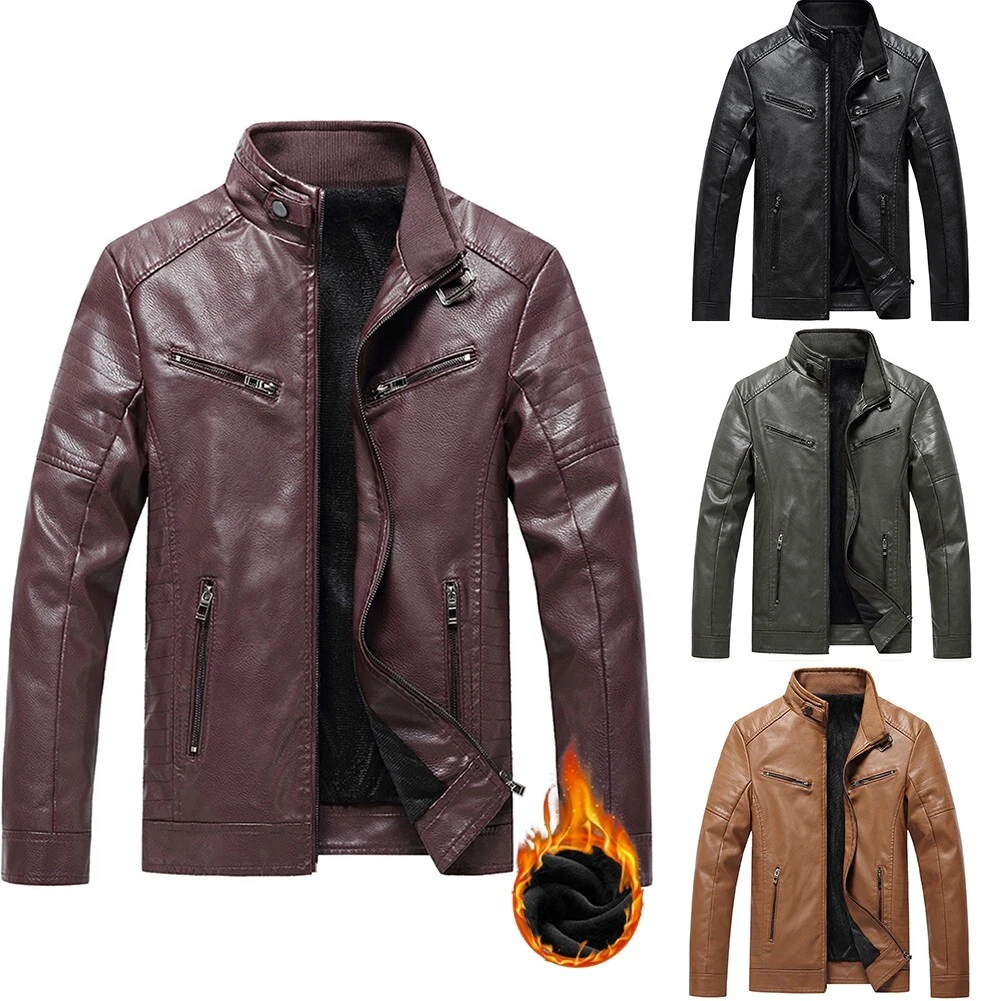 Classic Men s Lapel Coat with Faux Fur Inside for Winter Pu
