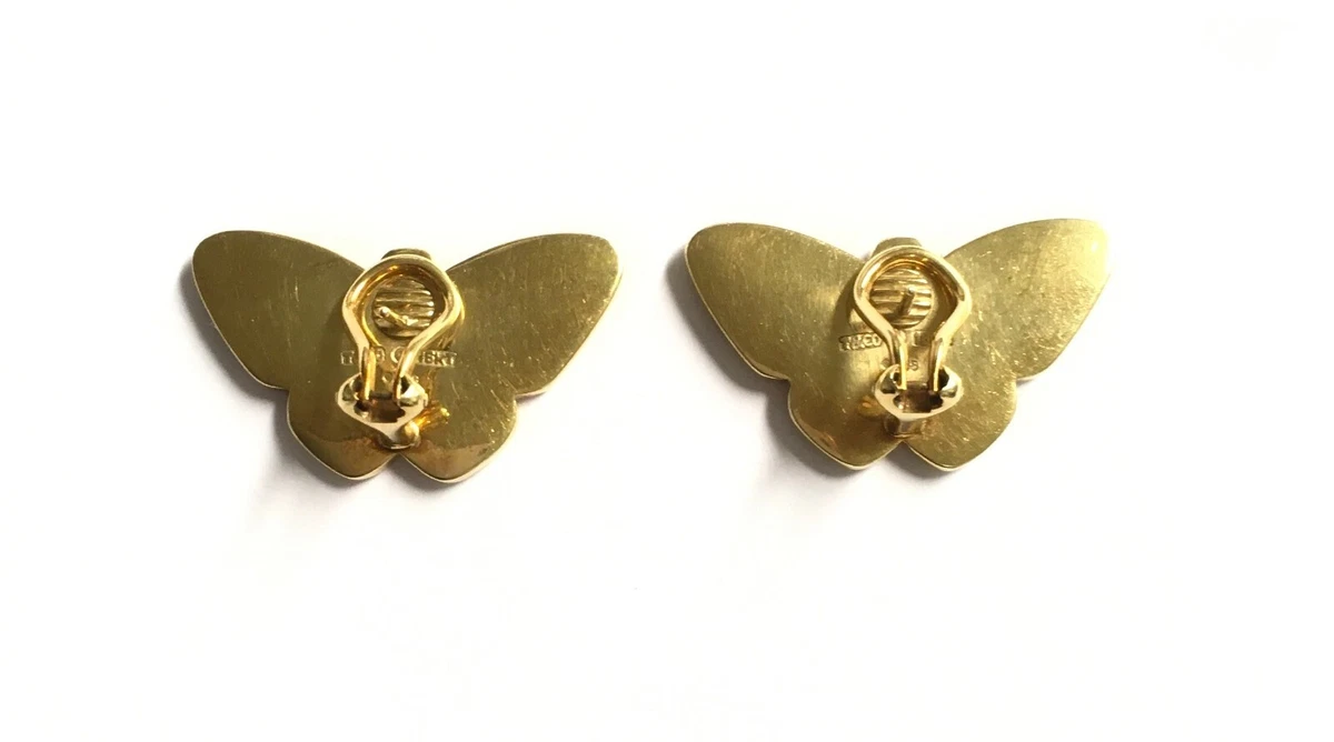 Vintage Tiffany T CO 18K YG Angela Cummings Butterfly Onyx Opal