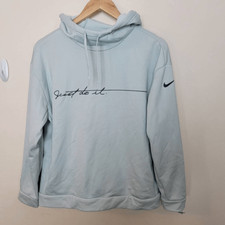 Nike Women's Therma Just Do It Graphic Training Pullover Hoodie Blue Small