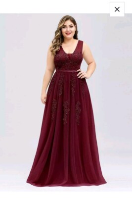 Ever Pretty Maxi Plus Size 20 Tulle Formal Evening Gown Bridesmaids Dress  Wine | eBay