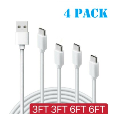 4 Pack 3ft/6ft USB C Cable Type C Fast Charger For Samsung A10E A21/LG Stylo 6 7