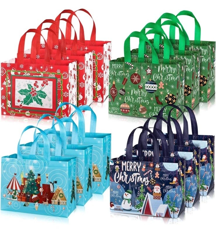 WHALINE 🎄 12X CHRISTMAS TOTE BAGS WITH HANDLES | REUSABLE | GIFTS | SHOPPING | XMAS 🎄