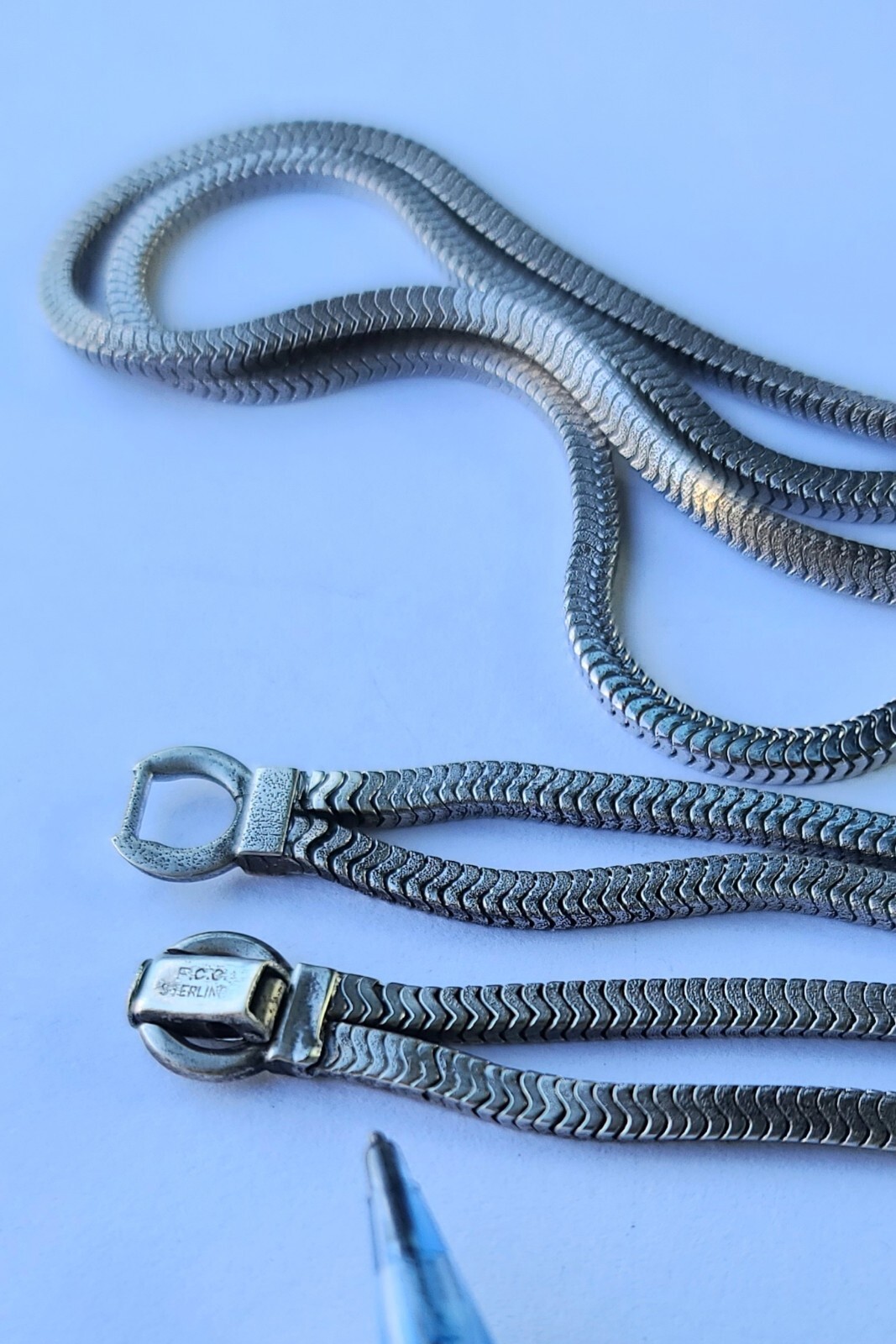 Vintage Sterling 925 Solid Silver Square Snake Ch… - image 15