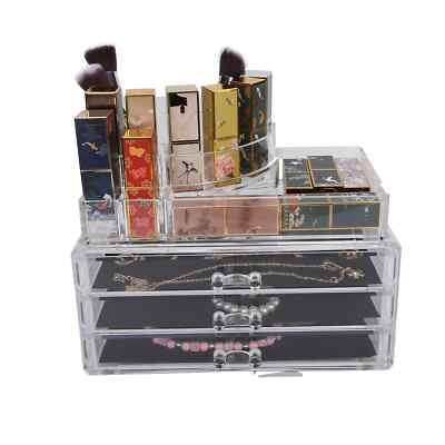 Eleganter Acryl Waschtisch Organizer Transparent Kosmetik Display & Aufbewahrungsbox UK