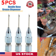 5Pcs Silver Needle Nose Grease Gun Attachment Dispenser Nozzle Adaptor 8mm Dia.