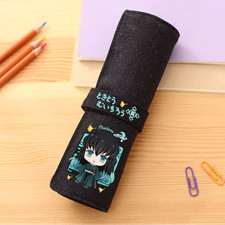 Moda Cazador de demonios Lona Estudiante Pluma Roll-on Estuche de lápices Portátil Regalo
