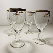 4 Vintage Tia Maria Calypso Coffee Liqueur Luxury Gold Rimmed Cocktail Glasses