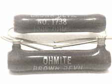 Ohmite Brown Devil Wirewound Resistor Pair 1200 Ohms 1.2k R 12 Watt New 12W