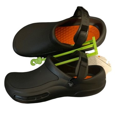 Crocs Bistro Pro Work LiteRide Clog Mens 11 Black Orange Slip Resistant NWT