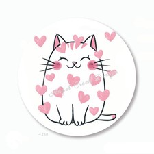 PINK HEARTS CAT SCRAPBOOK STICKERS ENVELOPE SEALS VALENTINE'S DAY FAVORS LABELS