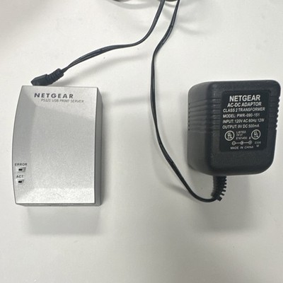 NETGEAR PS121 USB Mini Print Server, Wired Ethernet RJ-45, Power Adapter