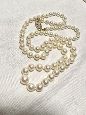 Collana di perle Akoya coltivate laureate giapponesi 18" chiusura 14k 3,6-7mm