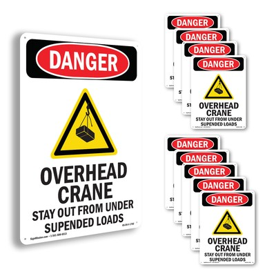 #ad Overhead Crane Stay OSHA Danger Sign Metal Plastic Or Decal 5 or 10 Pack $238.99