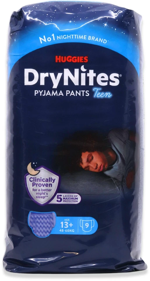 Huggies DryNites Pyjama Pants Teen Boy 13+ Years Nappies 9 Pack X 1