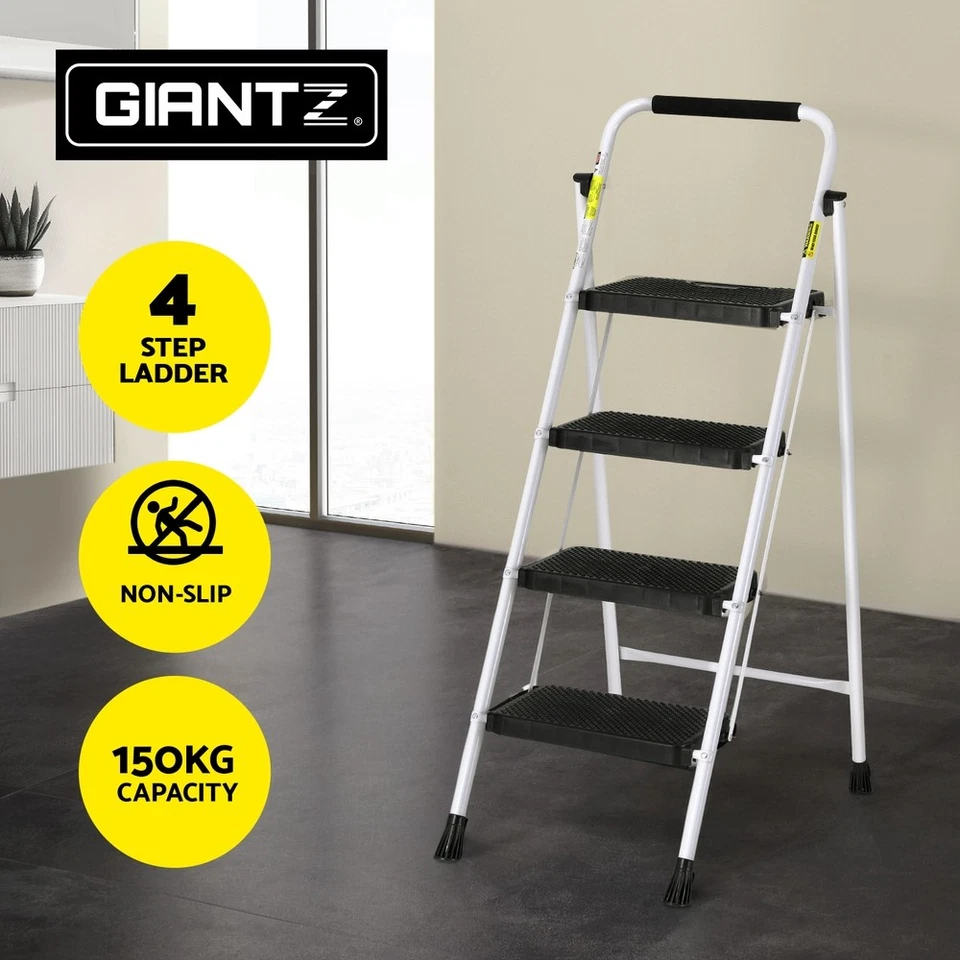 Giantz 4 Step Ladder Multi-Purpose Folding Steel Light Weight Platform