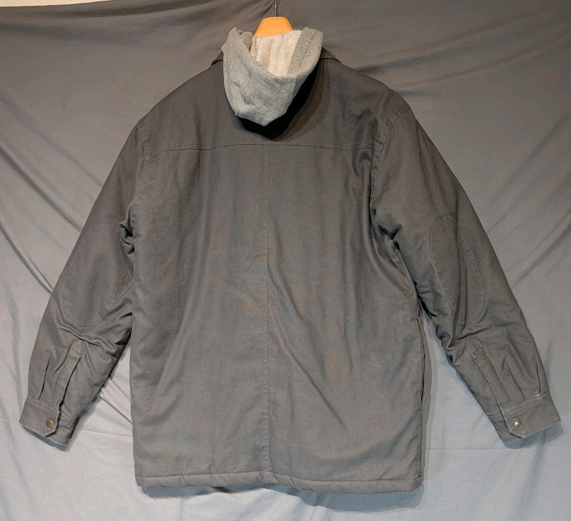 Dickies Men's Fleece Hooded Duck Shirt Jacket Dark Grey Med image 2
