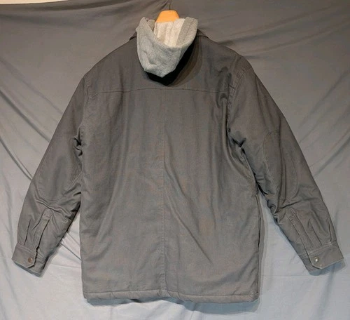 Dickies Men's Fleece Hooded Duck Shirt Jacket Dark Grey Med image 2