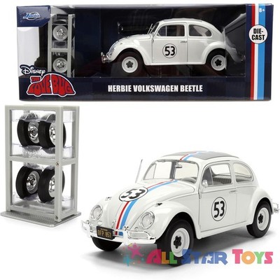 JADA THE LOVE BUG HERBIE 1953 VW BEETLE #53 1/24 RACK & EXTRA WHEELS WHITE 37584